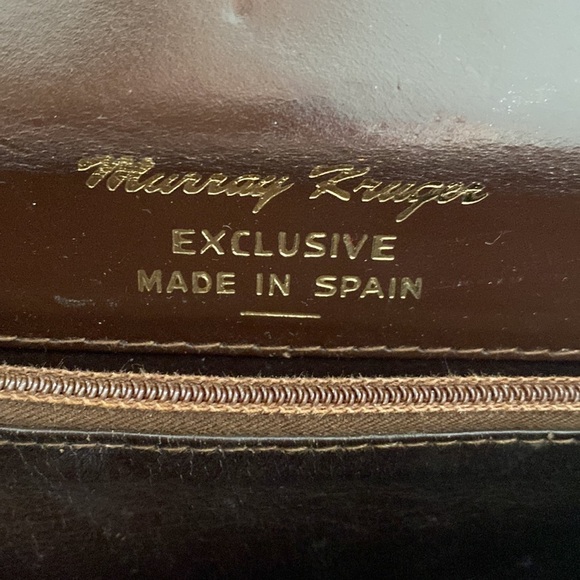 Vintage Murray Kruger Caramel Brown Snakeskin Embossed Top Handle Handbag - Picture 11 of 17